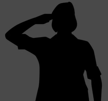 Silhouette of a person saluting, symbolizing vulnerability and defiance. Represents 'Candle Face Victim 38: High on Drugs, Low on Belief,' from Candle Face Chronicles by Branching Plot Books.