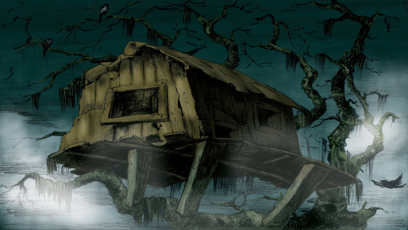 The decaying treehouse from The Empty Lot Next Door—a place of childhood adventure turned into a haunting reminder of Candle Face’s presence.